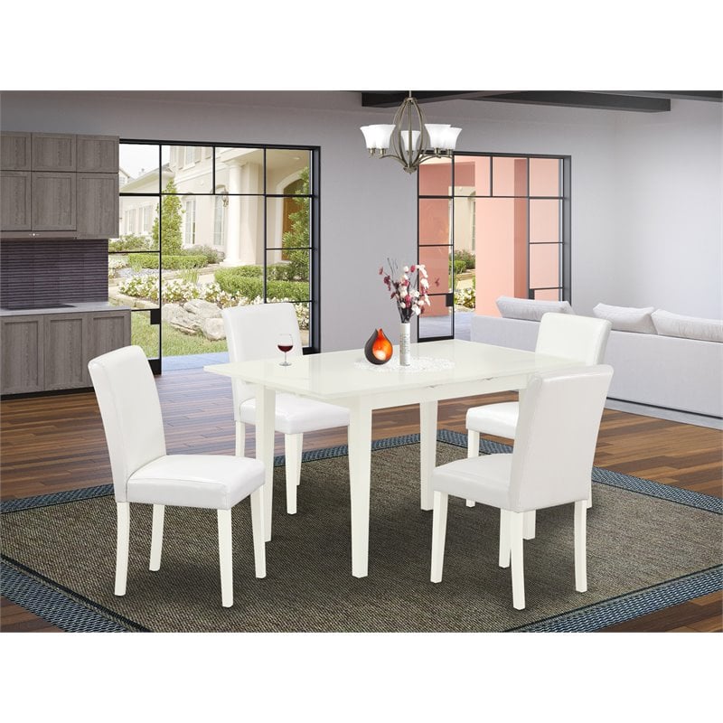 East West Furniture Norfolk 5-piece Wood Dining Set with High Back in White