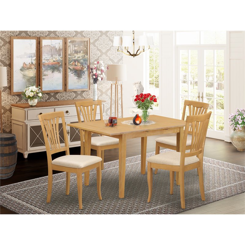 East West Furniture Norfolk 5-piece Traditional Wood Dinette Set in Oak