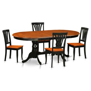 East West Furniture Plainville 5-piece Table and Dining Chairs in Black/Cherry