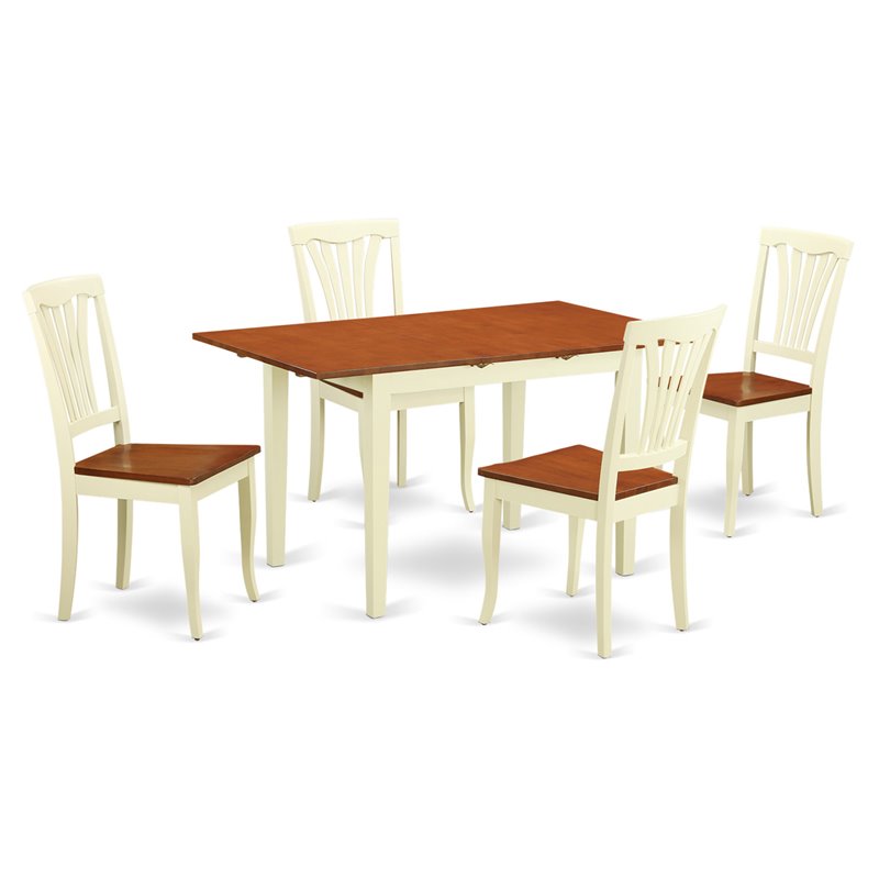 East West Furniture Norfolk 5-piece Wood Dining Room Set in Buttermilk/Cherry