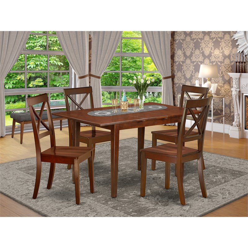 East West Furniture Norfolk 5-piece Traditional Wood Dining Set in Mahogany