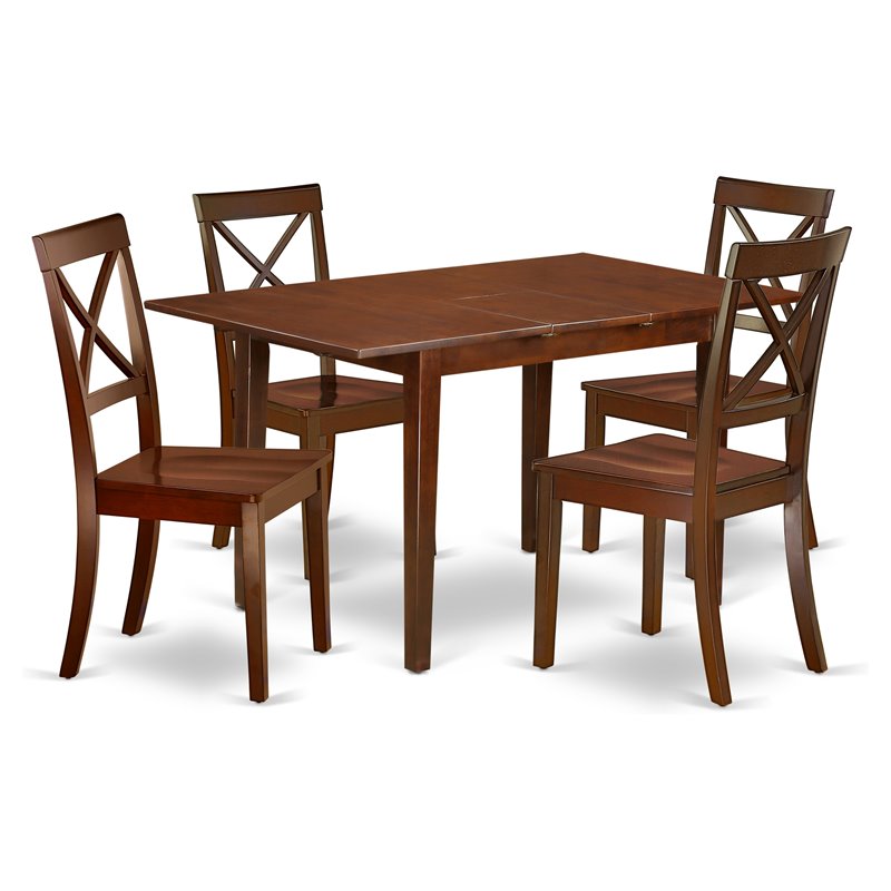 East West Furniture Norfolk 5-piece Traditional Wood Dining Set in Mahogany
