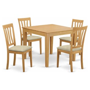 East West Furniture Oxford 5-piece Traditional Wood Dining Set in Oak