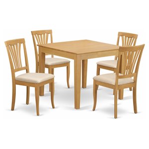 East West Furniture Oxford 5-piece Traditional Wood Kitchen Table Set in Oak