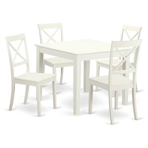 East West Furniture Oxford 5Pcs Wood Kitchen Set in Linen White