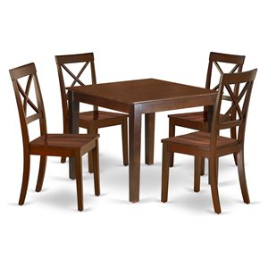 East West Furniture Oxford 5-piece Traditional Wood Dining Set in Mahogany