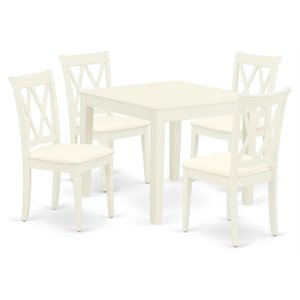 East West Furniture Oxford 5-piece Wood Dining Set with Fabric Seat in White