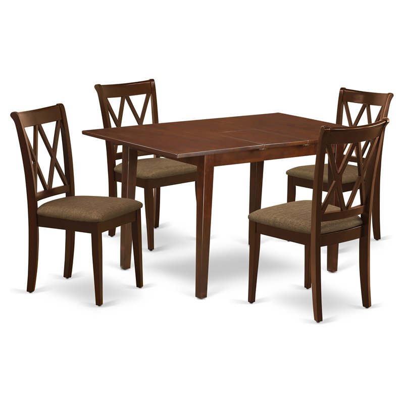 East West Furniture Norfork 5-piece Traditional Wood Dining Set in Mahogany