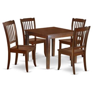 East West Furniture Oxford 5-piece Dining Set with Slatted Chairs in Mahogany