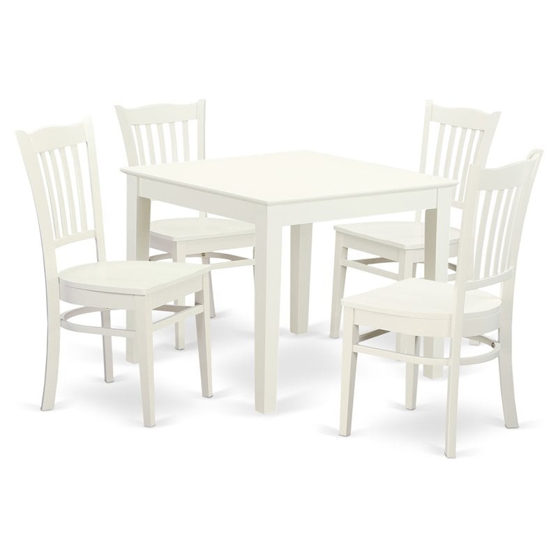 East West Furniture Oxford 5-piece Wood Dining Table and Chair Set in White