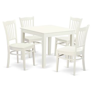 East West Furniture Oxford 5-piece Wood Dining Table and Chair Set in White
