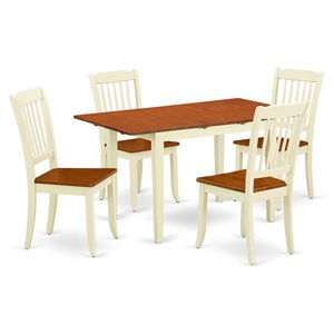 East West Furniture Norfolk 5-piece Dining Table and Chairs in Buttermilk/Cherry