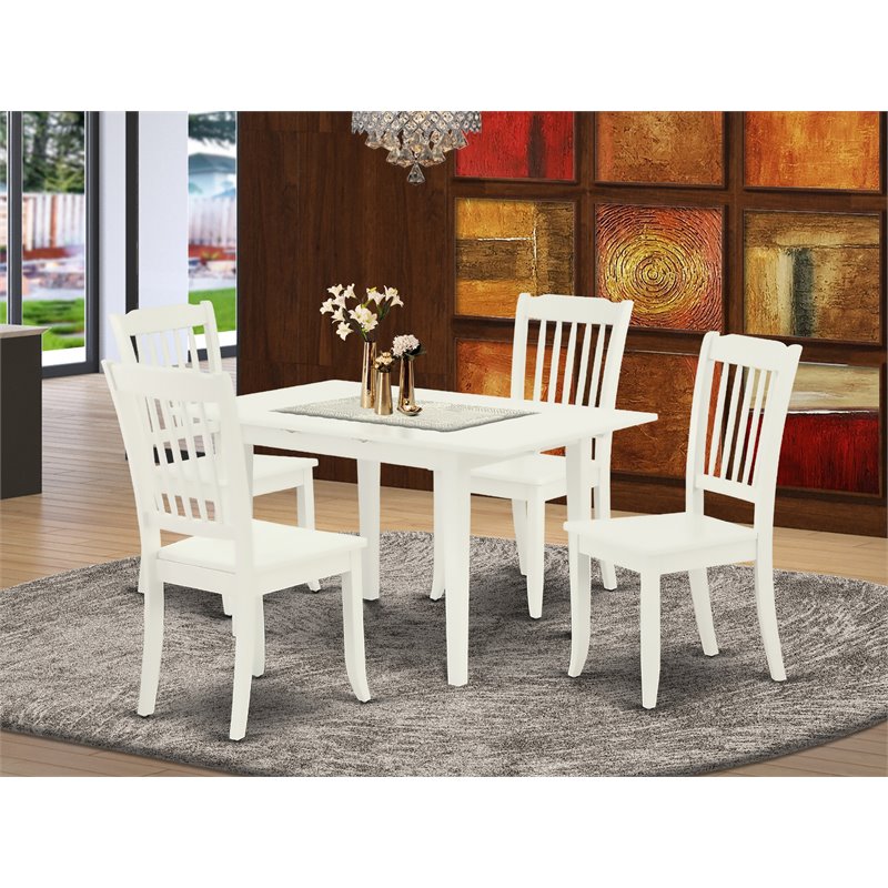 East West Furniture Norfolk 5-piece Dining Set with Rectangular Table in White