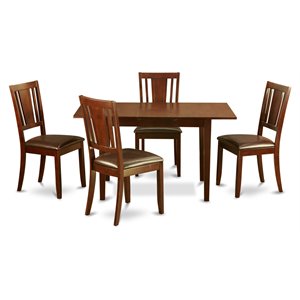 East West Furniture Norfolk 5-piece Wood Dinette Table Set in Mahogany
