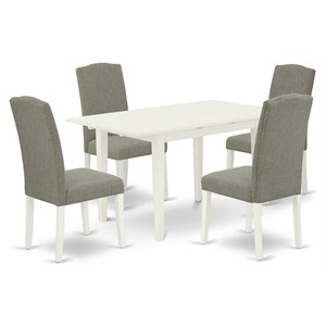 East West Furniture Norfolk 5-piece Dining Set with High Back Chairs in White