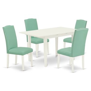 East West Furniture Norfolk 5-piece Wood Dining Room Set in Linen White
