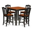 East West Furniture Pub 5-piece Wood Dining Set with Bar Stools in Black/Cherry