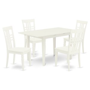 East West Furniture Norfolk 5-piece Table and Dining Chair Set in Linen White