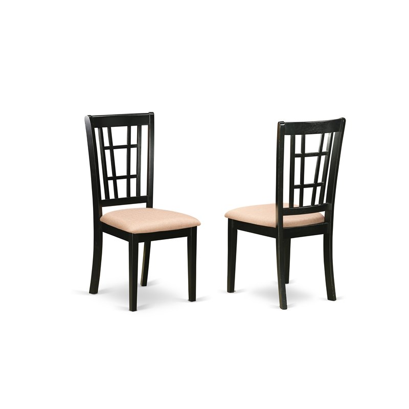 East West Furniture Parfait 5-piece Wood Dining Set with Fabric Seat in Black