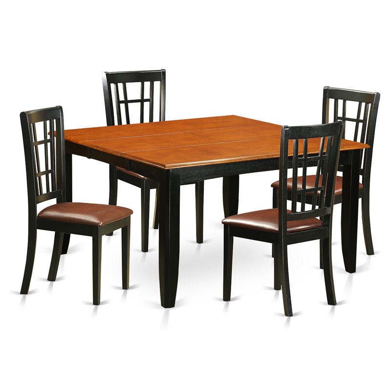 East West Furniture Parfait 5-piece Wood Kitchen Table and Chairs in Black