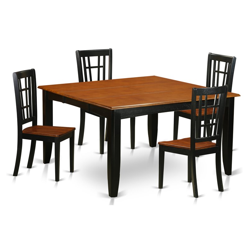 East West Furniture Parfait 5-piece Wood Dining Room Table Set in Black/Cherry