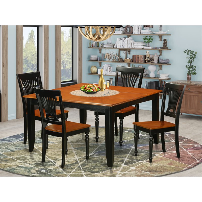 East West Furniture Parfait 5-piece Wood Dinette Table Set in Black/Cherry