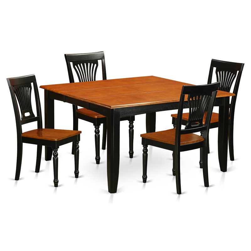 East West Furniture Parfait 5-piece Wood Dinette Table Set in Black/Cherry
