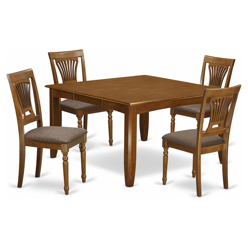 East West Furniture Parfait 5-piece Dining Table and Chair Set in Saddle Brown