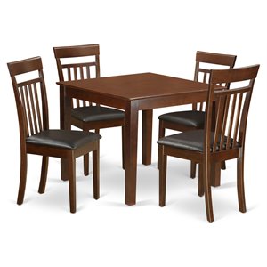 East West Furniture Oxford 5-piece Traditional Wood Kitchen Set in Mahogany