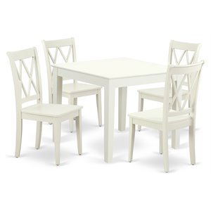 East West Furniture Oxford 5-piece Wood Dining Set with X-Back Chairs in White