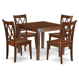 East West Furniture Oxford 5-piece Dining Set with X-Back Chairs in Mahogany
