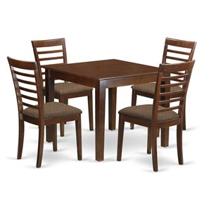 East West Furniture Oxford 5-piece Wood Table and Dining Chairs in Mahogany