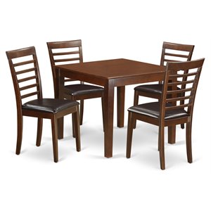 East West Furniture Oxford 5-piece Traditional Wood Dinette Set in Mahogany
