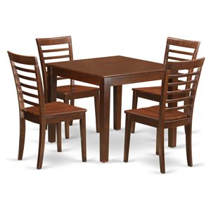 East West Furniture Oxford 5-piece Wood Chair and Dining Table Set in Mahogany