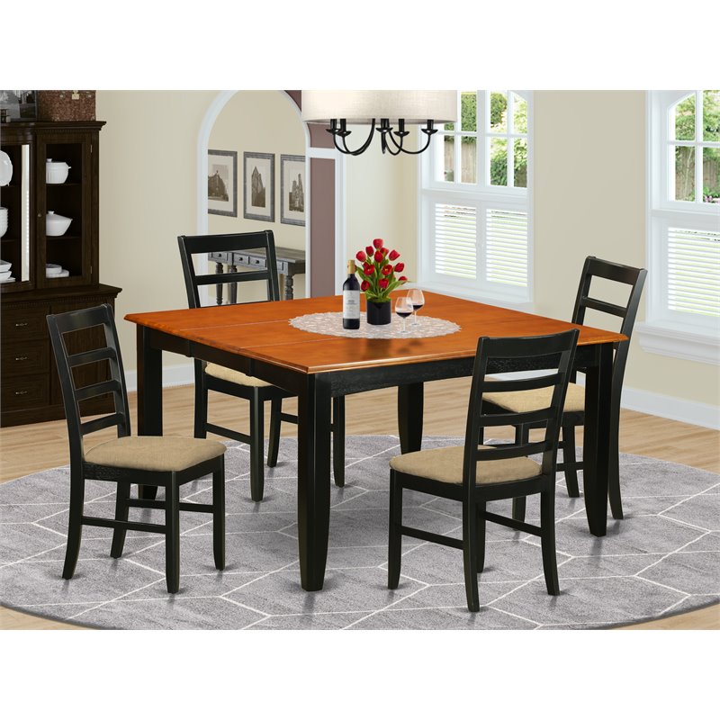 East West Furniture Parfait 5-piece Wood Dining Set in Black/Cherry