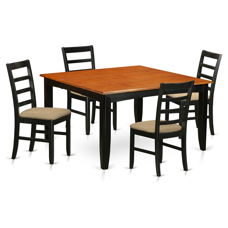 East West Furniture Parfait 5-piece Wood Dining Set in Black/Cherry