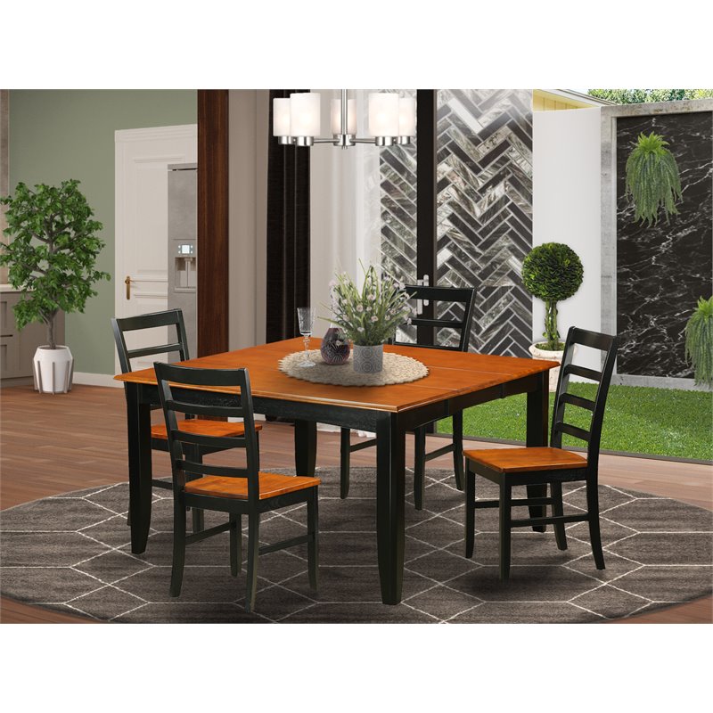 East West Furniture Parfait 5-piece Wood Kitchen Set in Black/Cherry