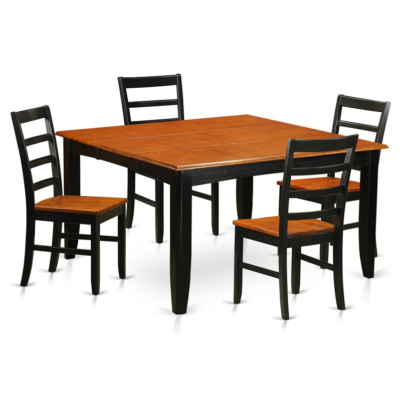 East West Furniture Parfait 5-piece Wood Kitchen Set in Black/Cherry