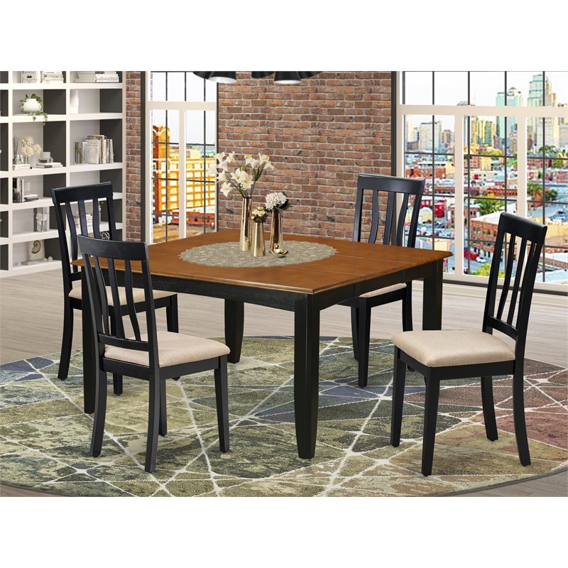 East West Furniture Parfait 5-piece Wood Kitchen Table Set in Black/Cherry