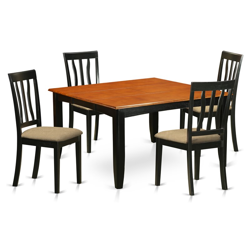 East West Furniture Parfait 5-piece Wood Kitchen Table Set in Black/Cherry