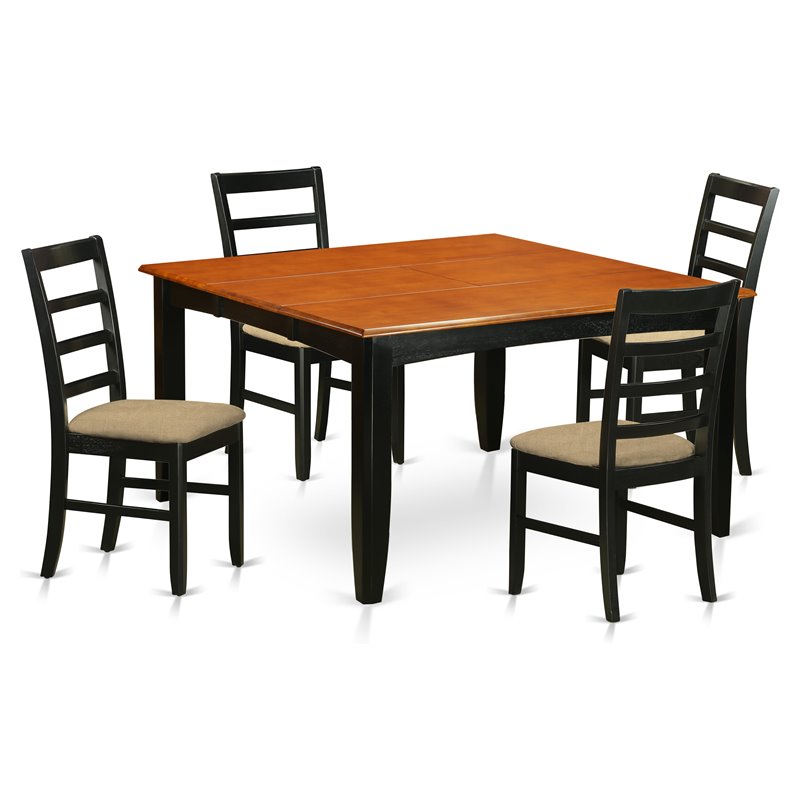 East West Furniture Parfait 5-piece Wood Dining Table Set in Black/Cherry