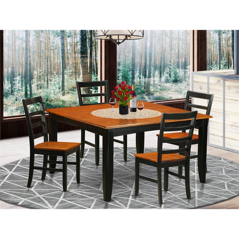 East West Furniture Parfait 5-piece Wood Dining Room Set in Black/Cherry