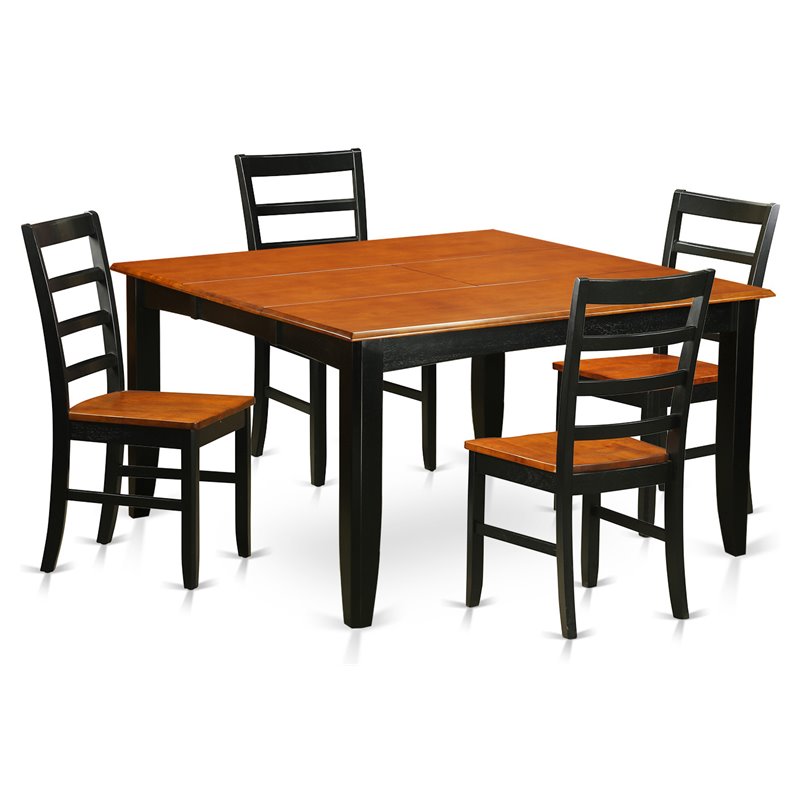 East West Furniture Parfait 5-piece Wood Dining Room Set in Black/Cherry