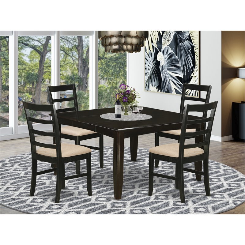 East West Furniture Parfait 5-piece Traditional Wood Dining Set in Cappuccino