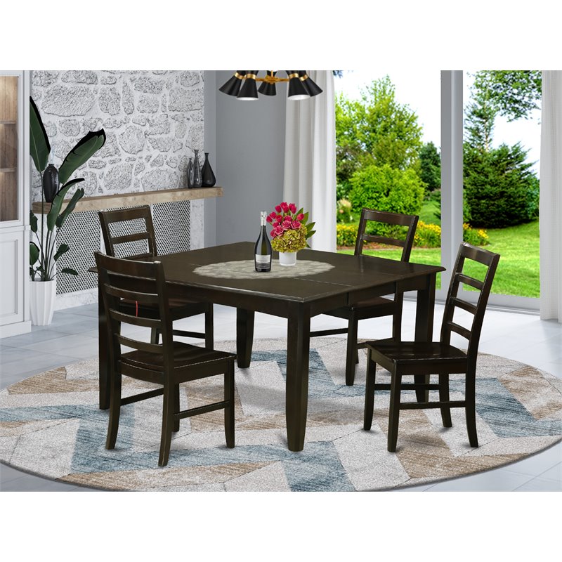 East West Furniture Parfait 5-piece Wood Kitchen Set in Cappuccino