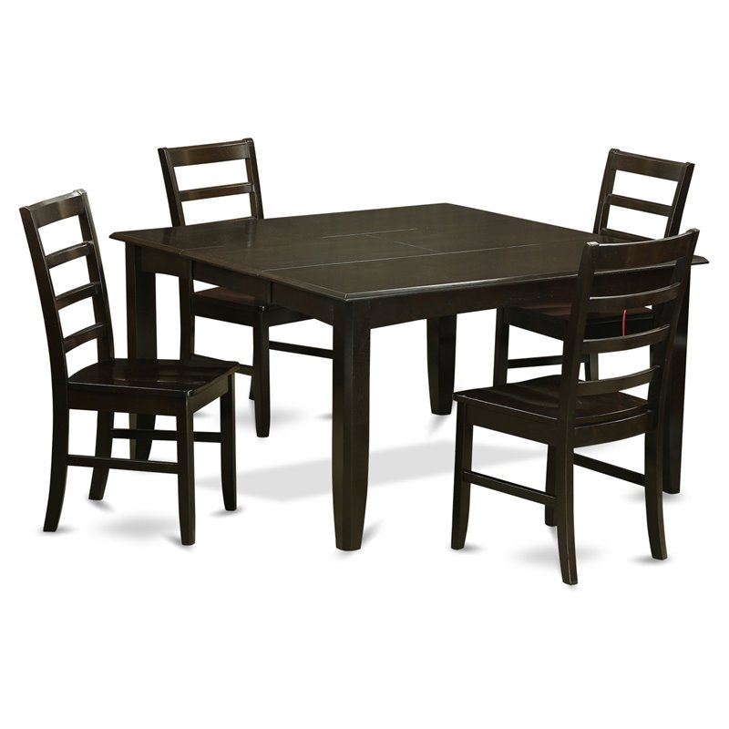 East West Furniture Parfait 5-piece Wood Kitchen Set in Cappuccino
