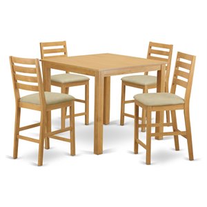 East West Furniture Cafe 5-piece Wood Traditional Dining Table Set in Oak