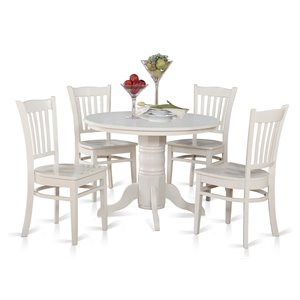 East West Furniture Shelton 5-piece Wood Kitchen Set in Linen White