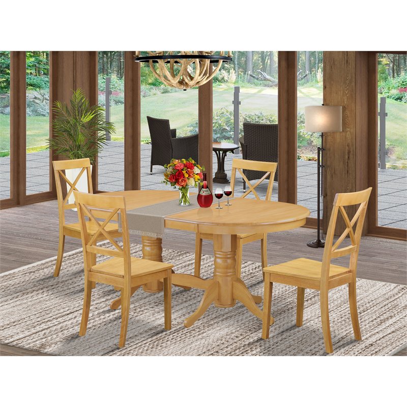 East West Furniture Vancouver 5-piece Wood Dining Table and Chair Set in Oak
