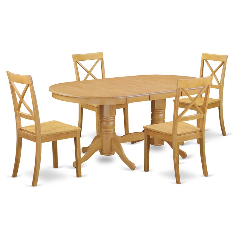 East West Furniture Vancouver 5-piece Wood Dining Table and Chair Set in Oak